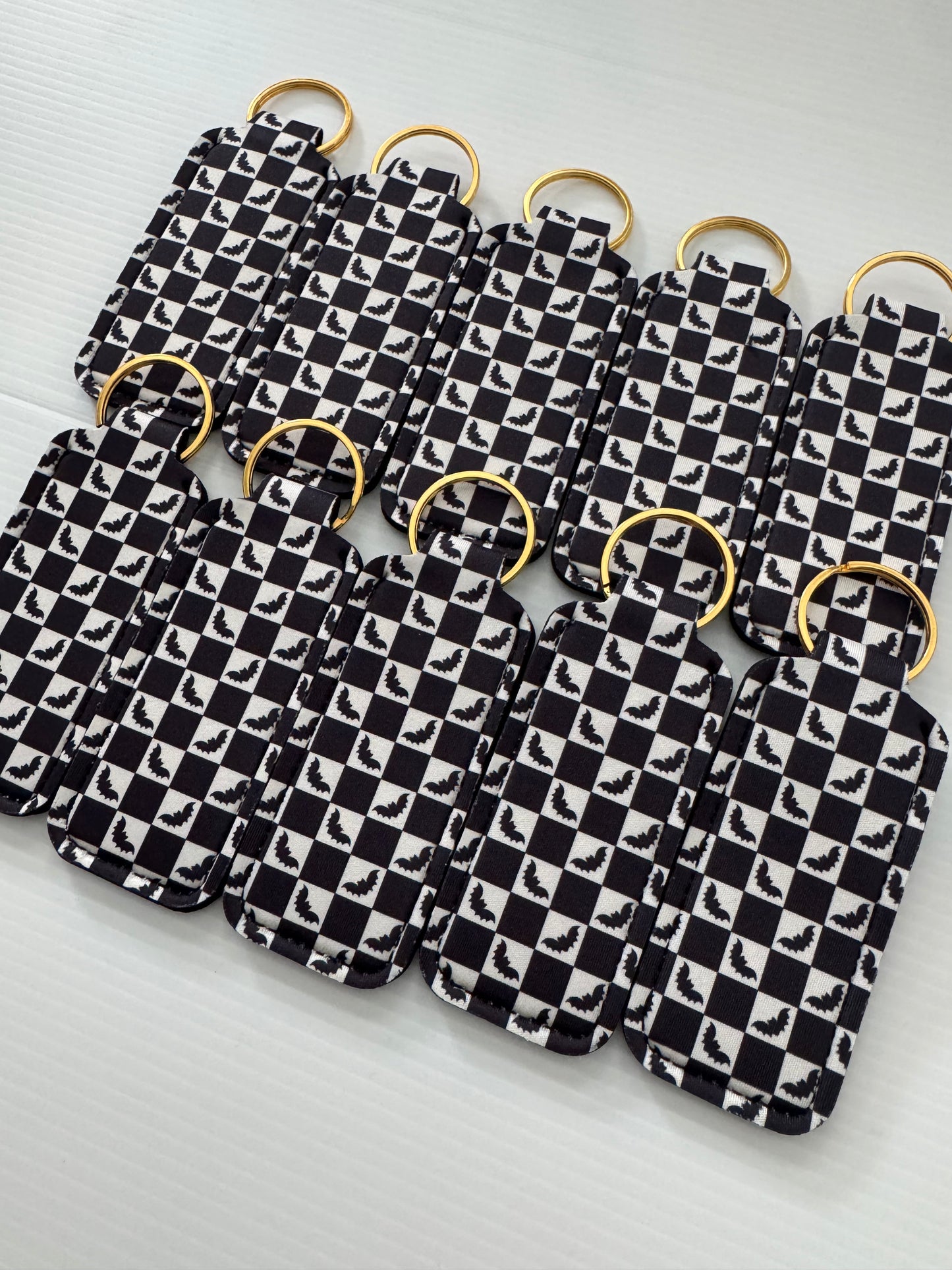 Checkered Bats Chapstick Holder Keychains (Pack of 5)