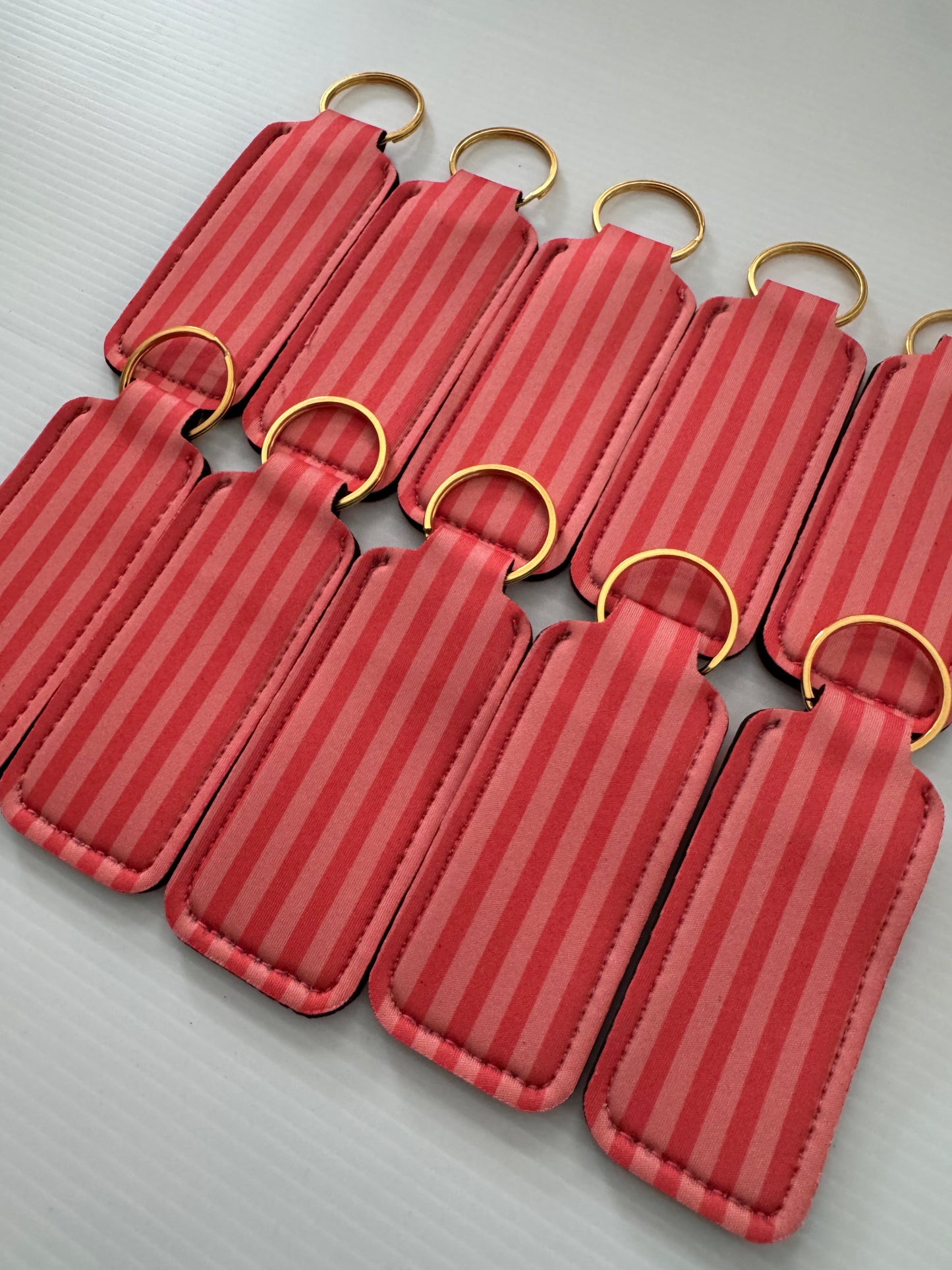 Orange Stripes Chapstick Holder Keychains (Pack of 5)
