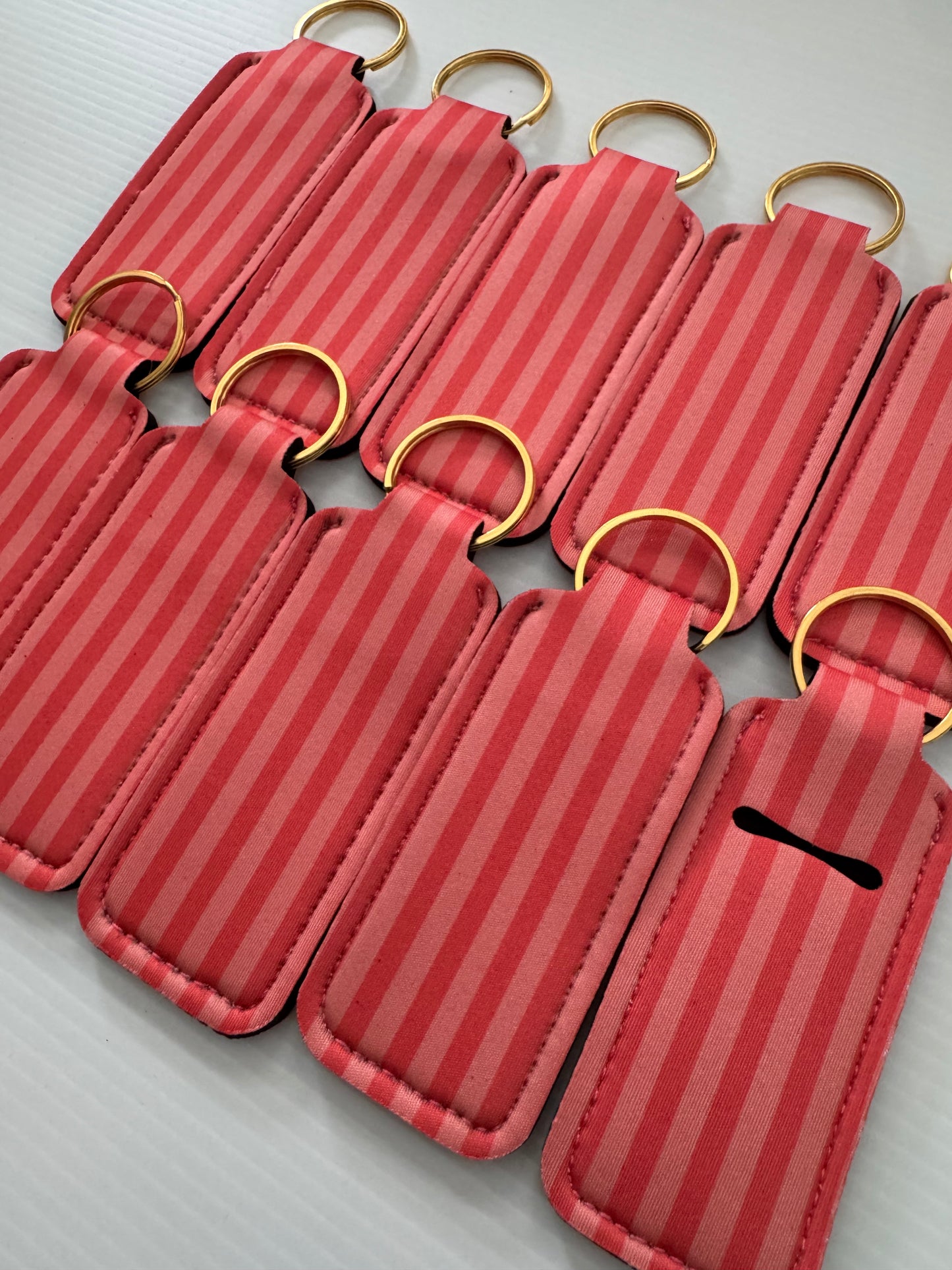 Orange Stripes Chapstick Holder Keychains (Pack of 5)