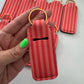 Orange Stripes Chapstick Holder Keychains (Pack of 5)