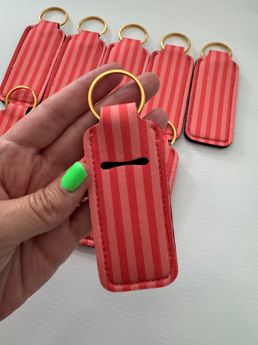 Orange Stripes Chapstick Holder Keychains (Pack of 5)