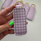 Purple + White Plaid Chapstick Holder Keychains (Pack of 5)