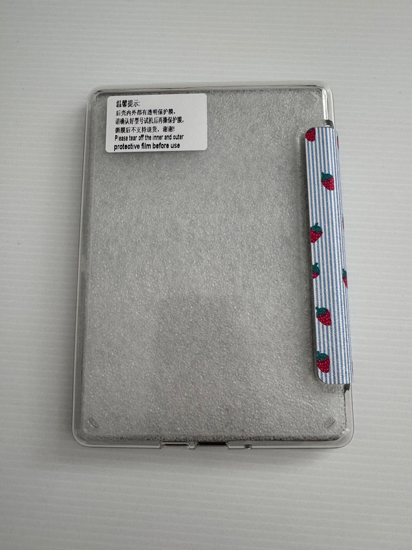 Mini Strawberries + Stripes / Wholesale Clear Back  Kindle Cases- PACK of 3