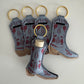 Light Blue Flowers Boot Chapstick Holder Keychains (Pack of 5)