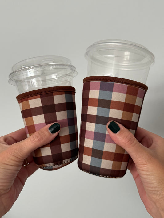 Brown Plaid Coffee Sleeves (Pack of 5)