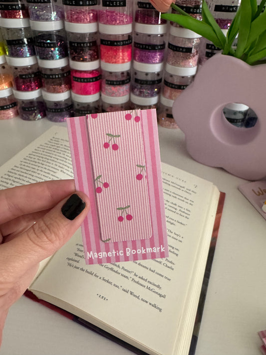 Mini Pink Cherries Magnetic Bookmarks (Pack of 5)