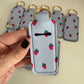 Stripes + Strawberries Chapstick Holder Keychains (Pack of 5)