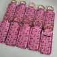 Cherry Stripes Chapstick Holder Keychains (Pack of 5)