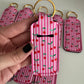 Cherry Stripes Chapstick Holder Keychains (Pack of 5)