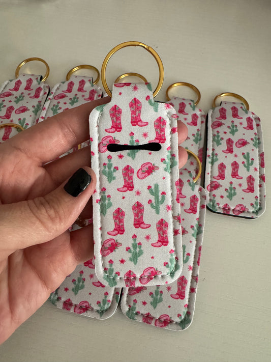 Cactus + Boots Chapstick Holder Keychains (Pack of 5)