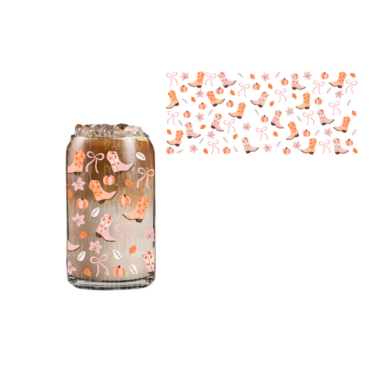 Fall Cowboy Boots (DOUBLE SIDED) UVDTF 16oz cup wrap