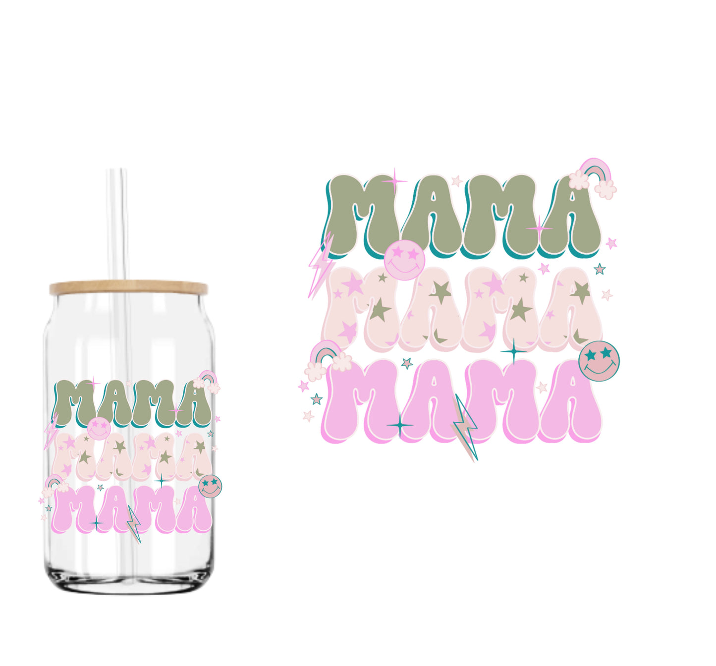 Mama (green) (DOUBLE SIDED) UVDTF decal