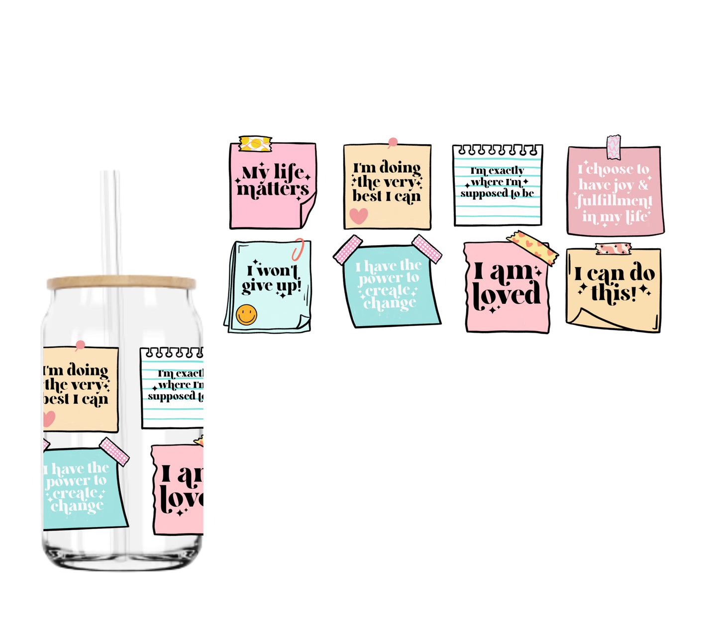 Affirmations (DOUBLE SIDED) UVDTF cup wrap