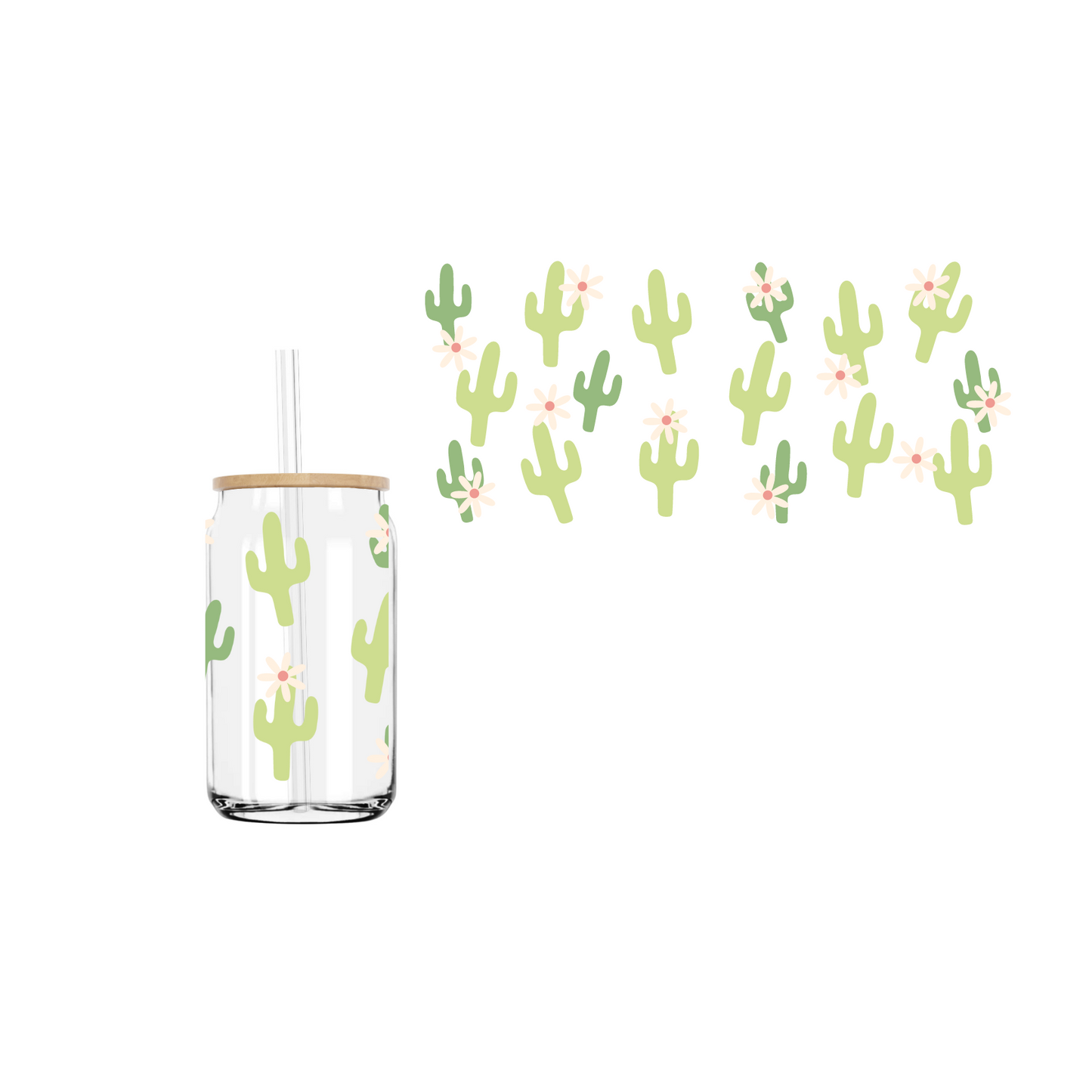Cactus Daisy (DOUBLE SIDED) UVDTF cup wrap