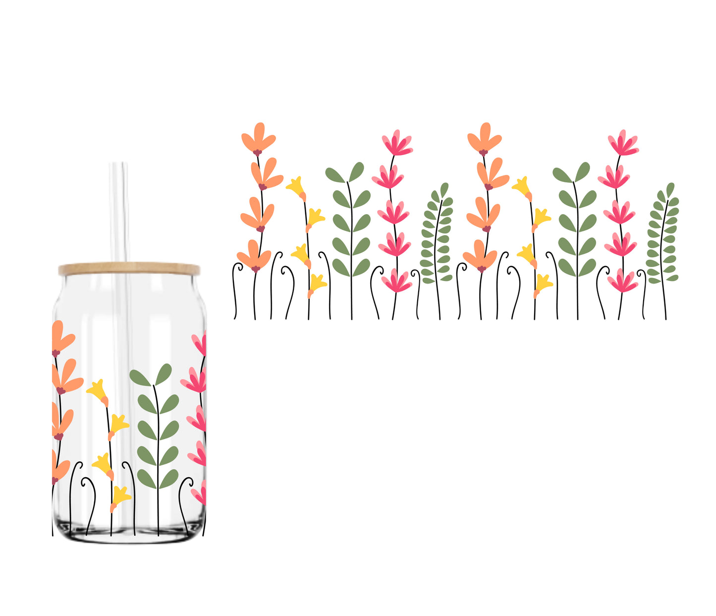 Wildflowers (DOUBLE SIDED) UVDTF cup wrap