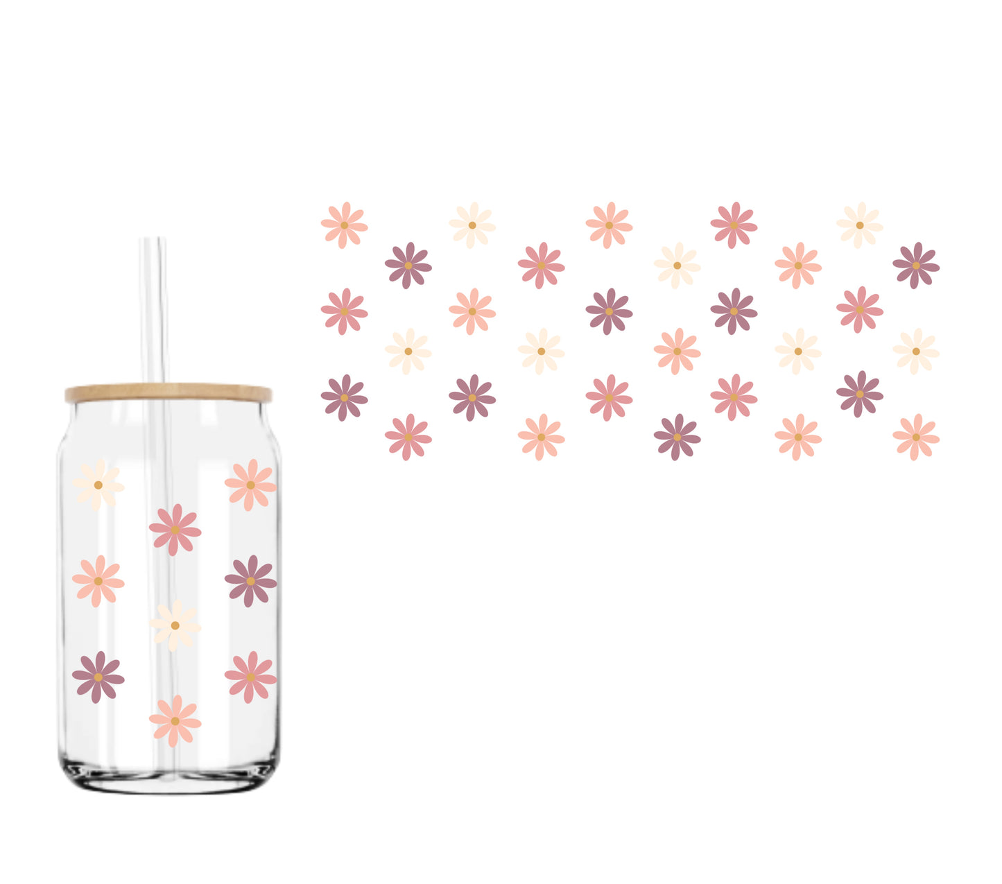 Boho Mini Daisies (DOUBLE SIDED) UVDTF cup wrap
