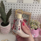 Ivory with Maroon Flowers Boot Chapstick Holder Keychains (Pack of 5)