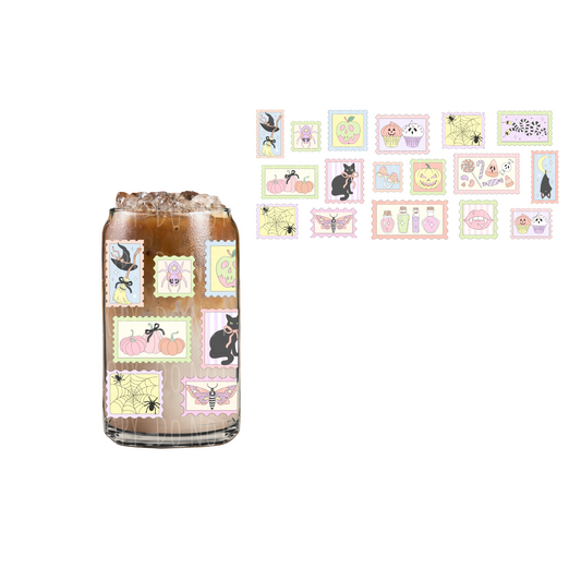 Cute + Spooky Stamps (DOUBLE SIDED) UVDTF 16oz cup wrap