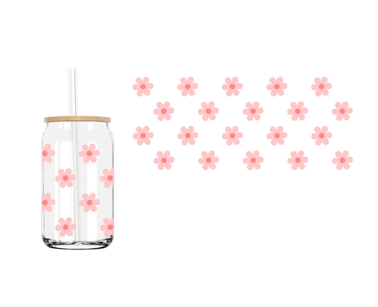 Pink Daisy (DOUBLE SIDED) UVDTF cup wrap