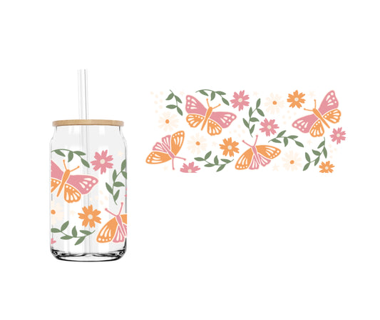 Butterfly + Daisy (DOUBLE SIDED) UVDTF cup wrap